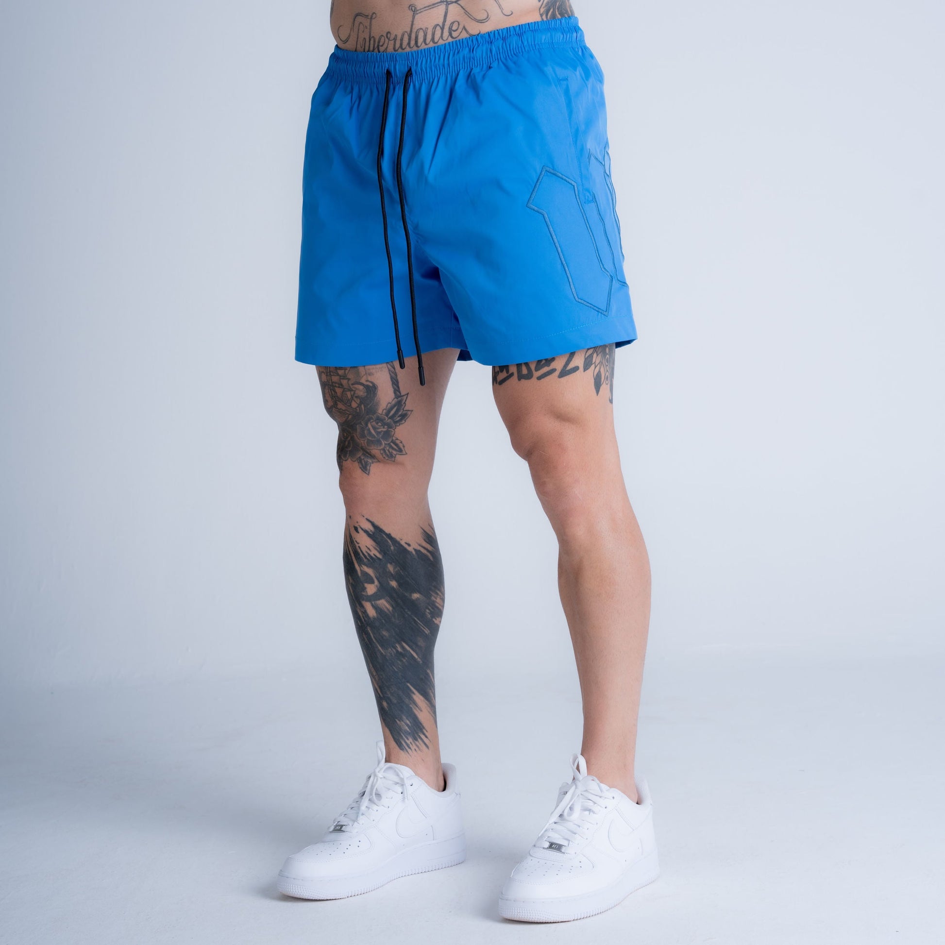 Shorts Curto de Tactel Mith Nation Embroidery Azul