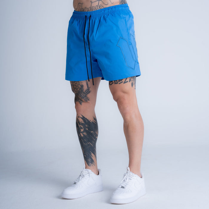 Shorts Curto de Tactel Mith Nation Embroidery Azul