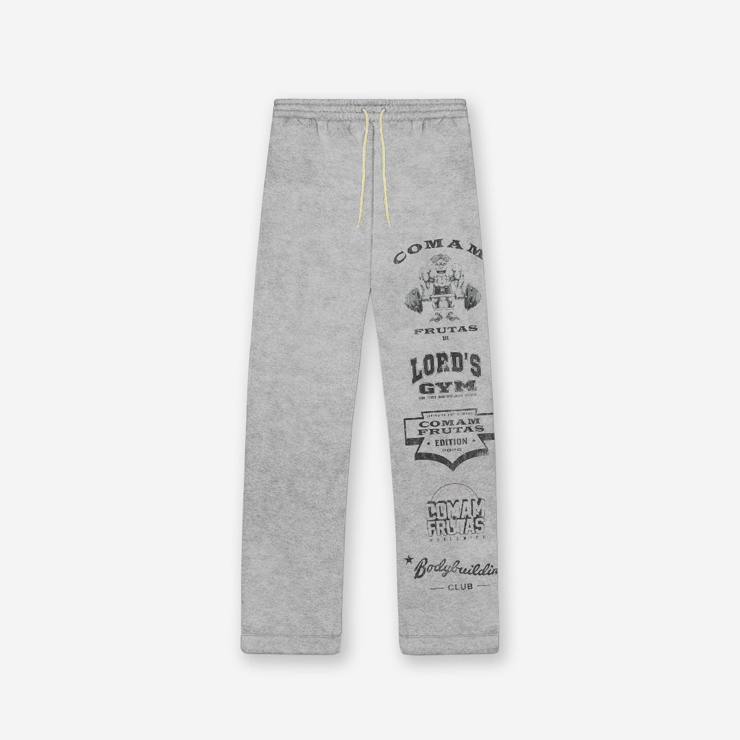 Calça de Moletom Oversized Reta Mescla Cinza Lord's Gym