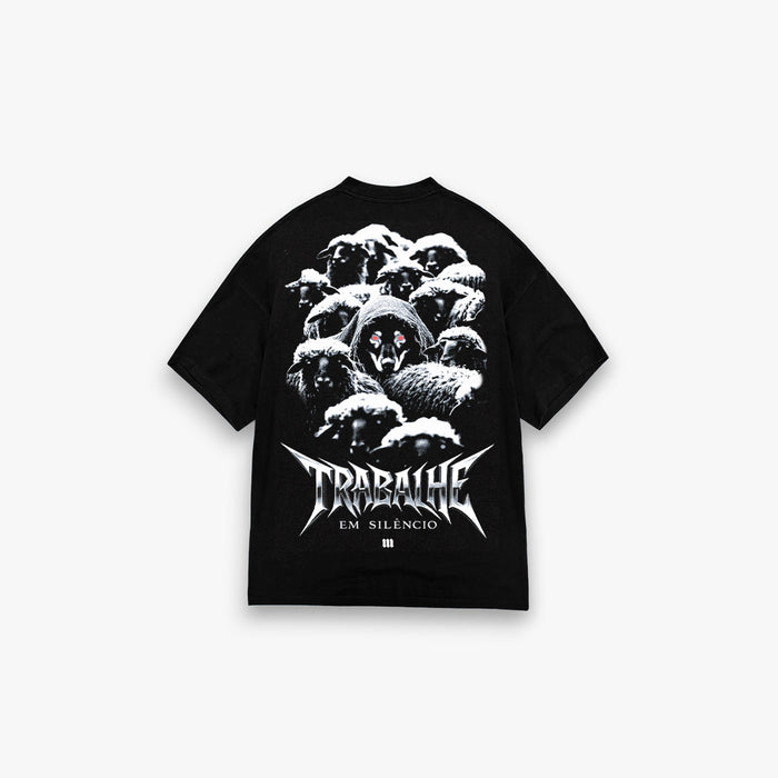 Camiseta Oversized Treino Mith Trabalhe em Silêncio Preto