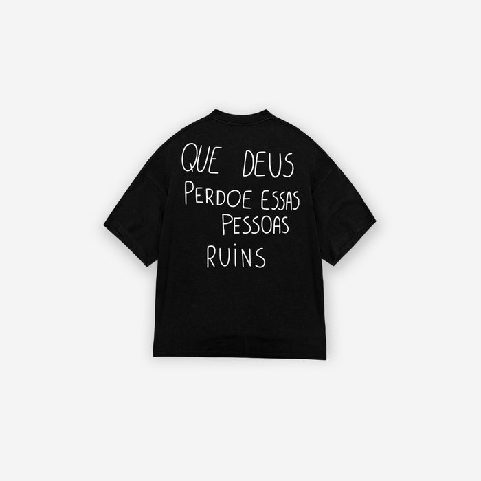 Camiseta Oversized Treino Que Deus Perdoe Preto