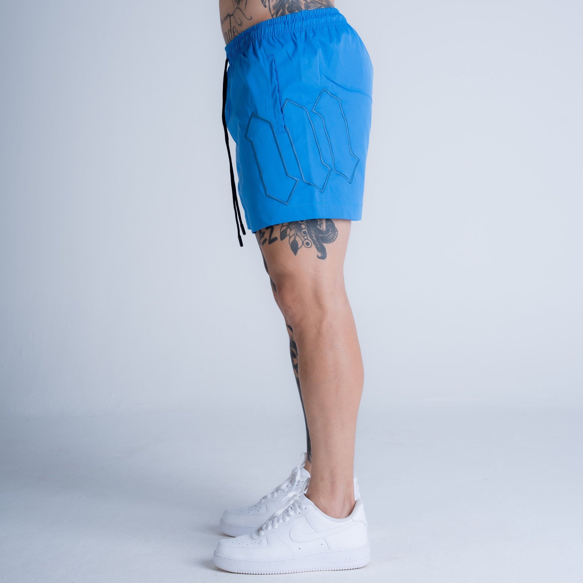 Shorts Curto de Tactel Mith Nation Embroidery Azul
