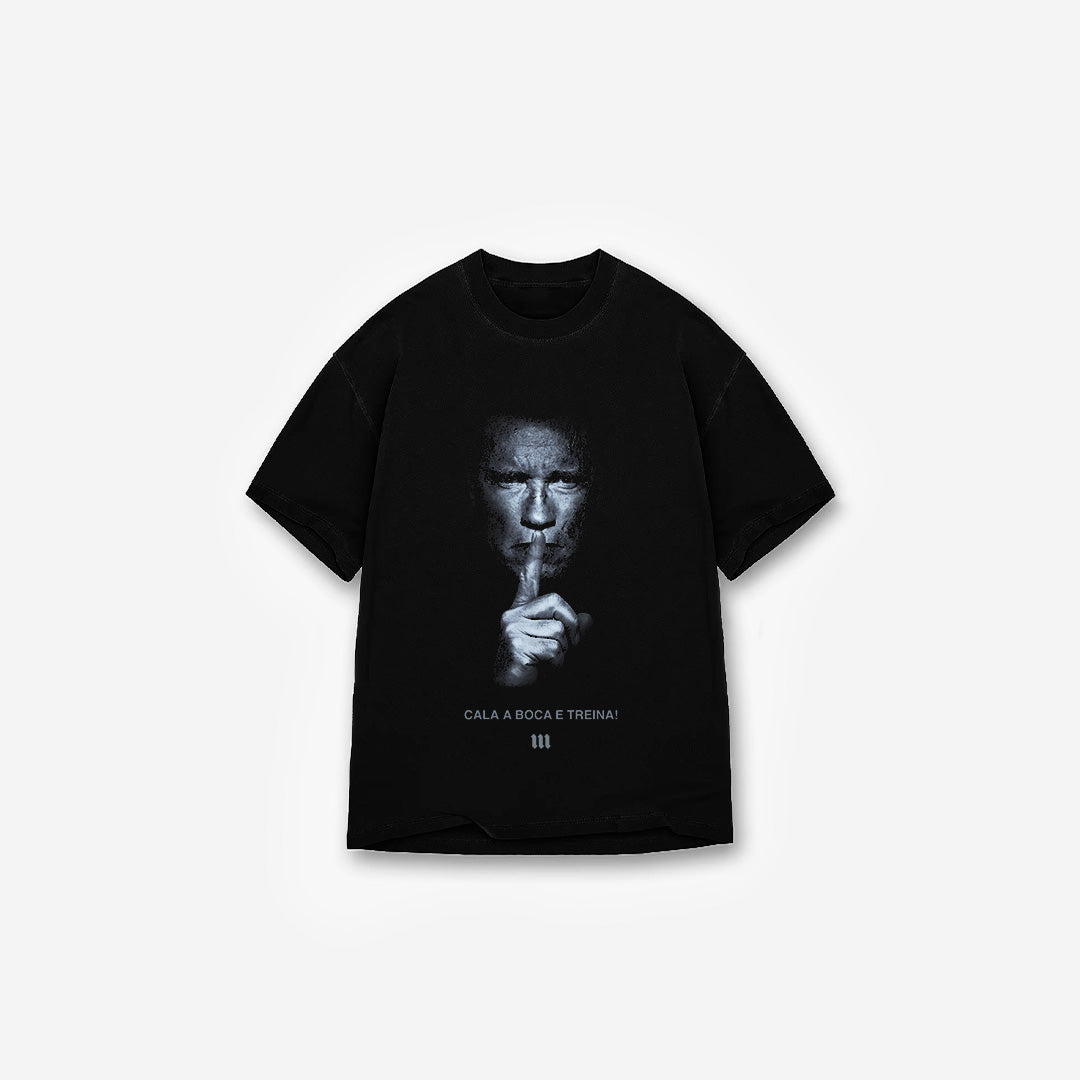 Camiseta Oversized Treino Mith Cala a Boca e Treina Preto