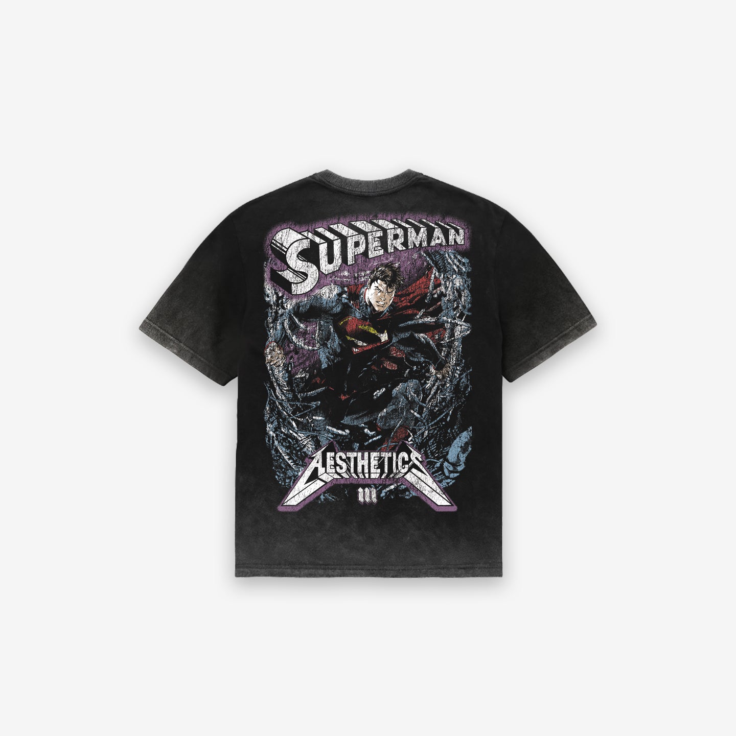 Camiseta Oversized Estonada Premium Mith X Superman Metalica Preto