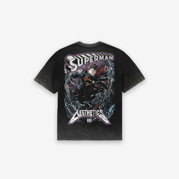 Camiseta Oversized Estonada Premium Mith X Superman Metalica Preto