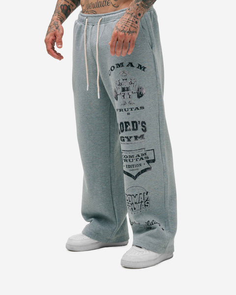 Calça de Moletom Oversized Reta Mescla Cinza Lord's Gym