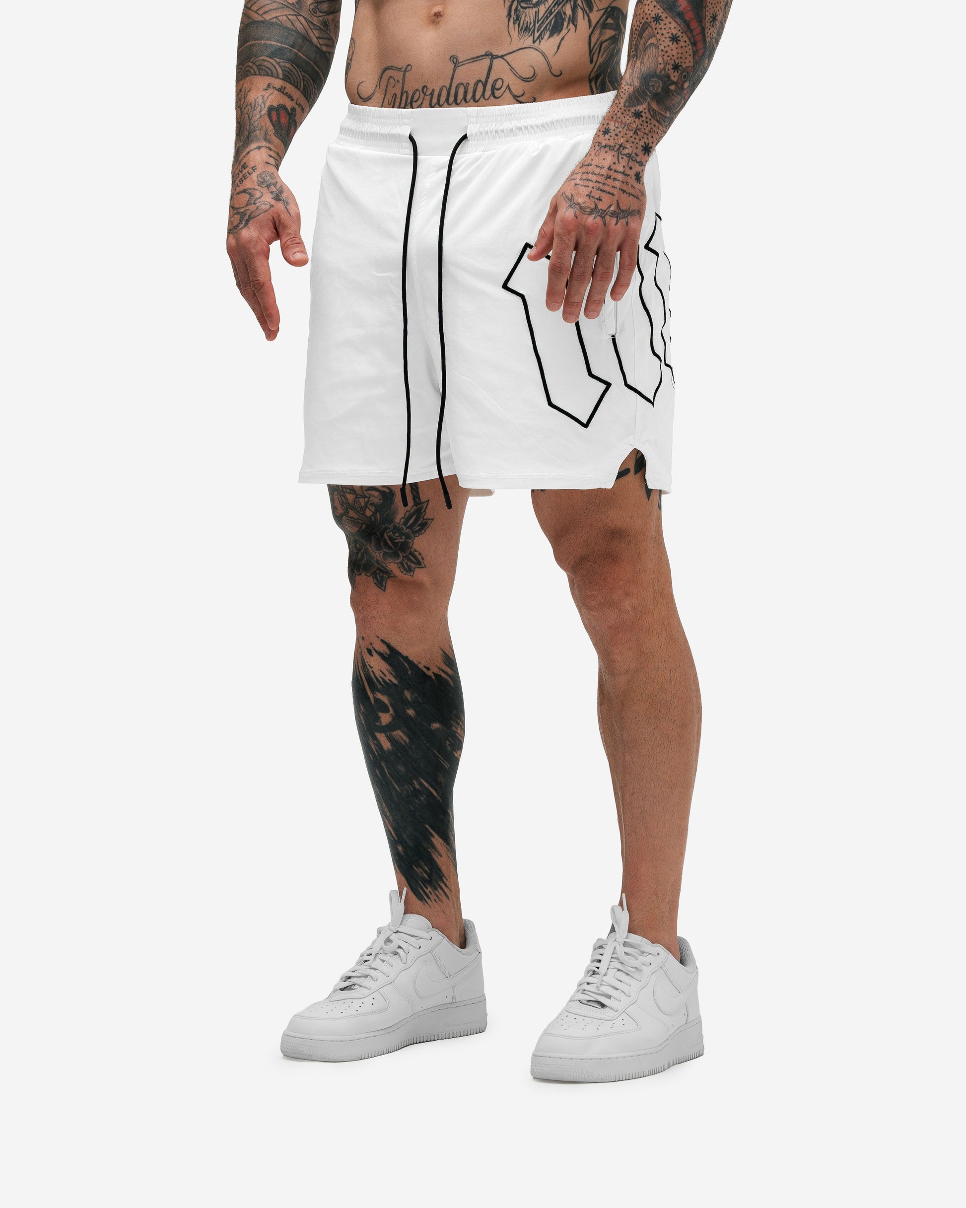 Shorts Curto de Tactel Mith Nation Embroidery Branco