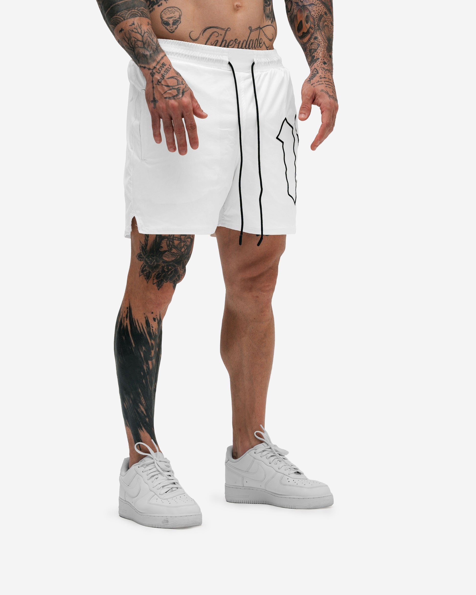 Shorts Curto de Tactel Mith Nation Embroidery Branco