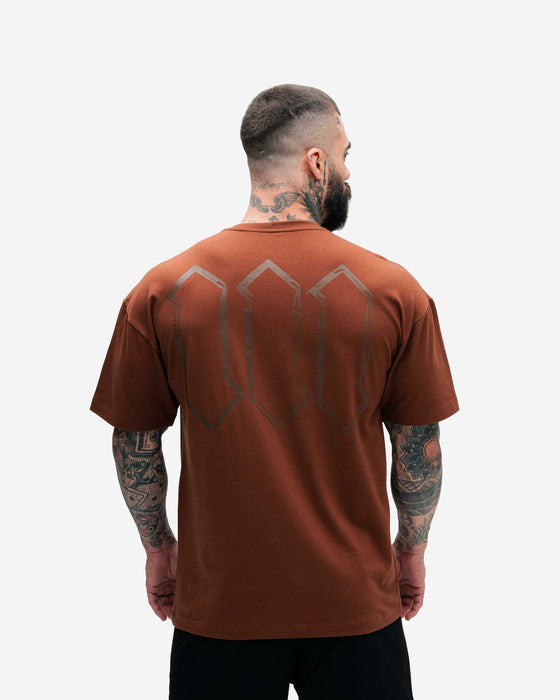 Camiseta Overdized Treino Mith Nation Doodle Marrom