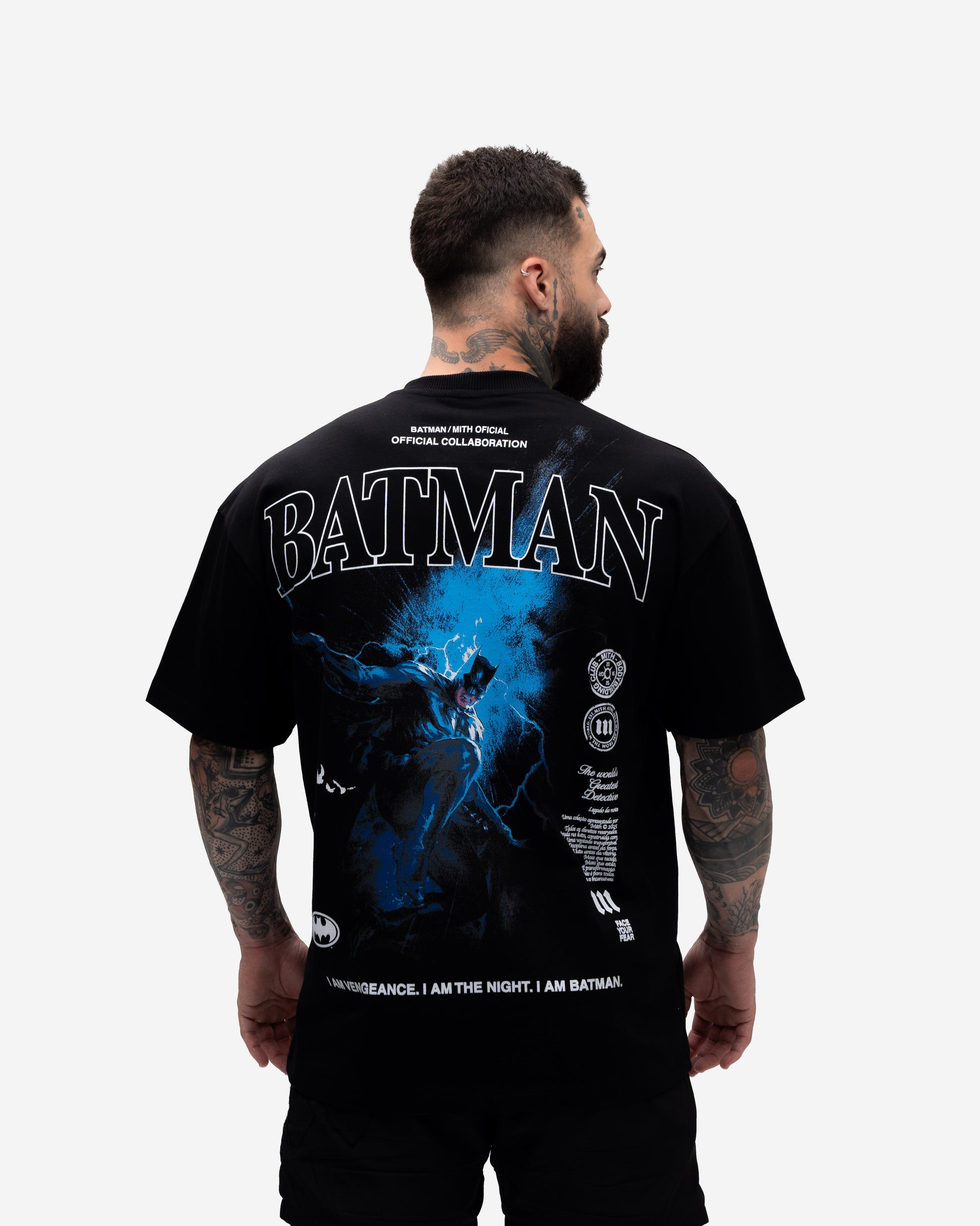 Camiseta Oversized Heavy Mith X Batman I Am The Night Preto