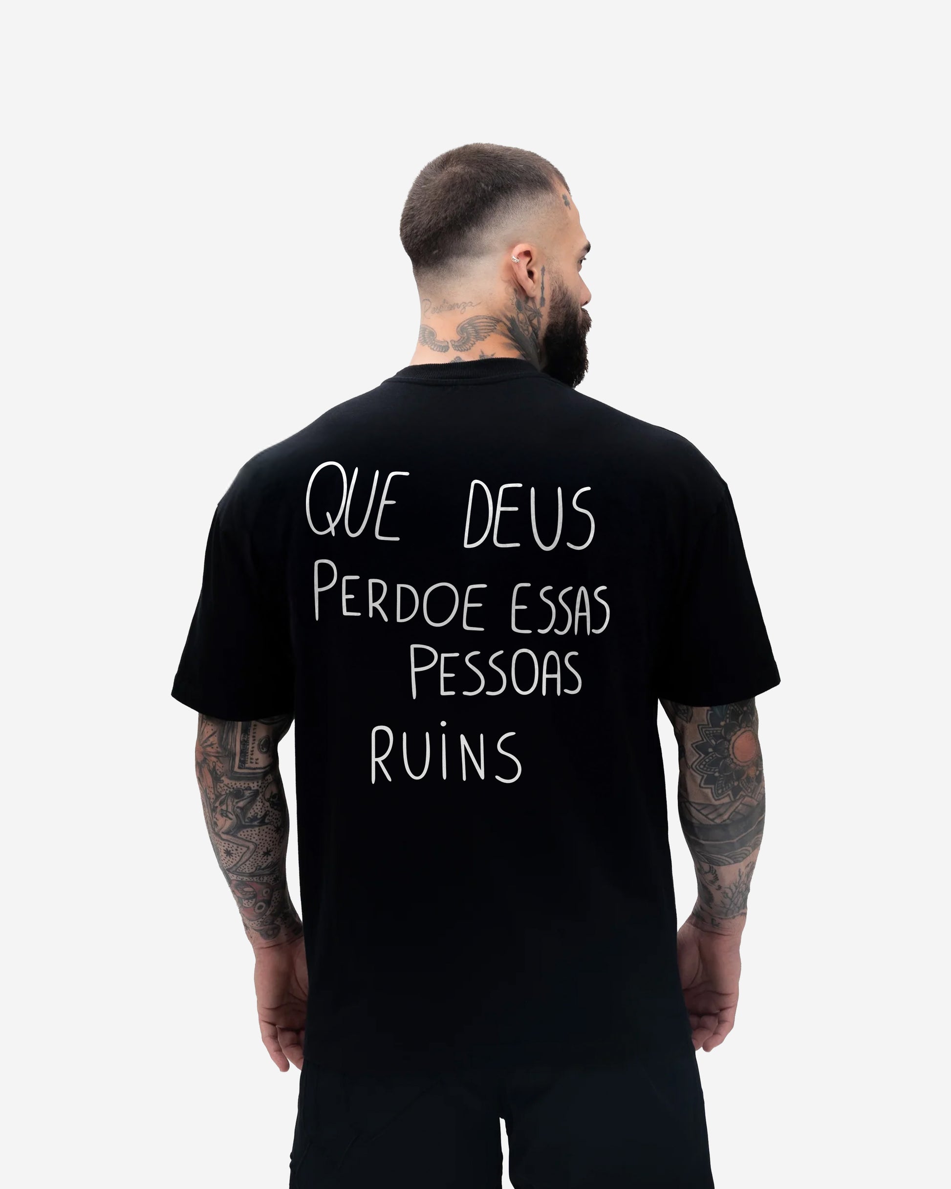 Camiseta Oversized Treino Que Deus Perdoe Preto