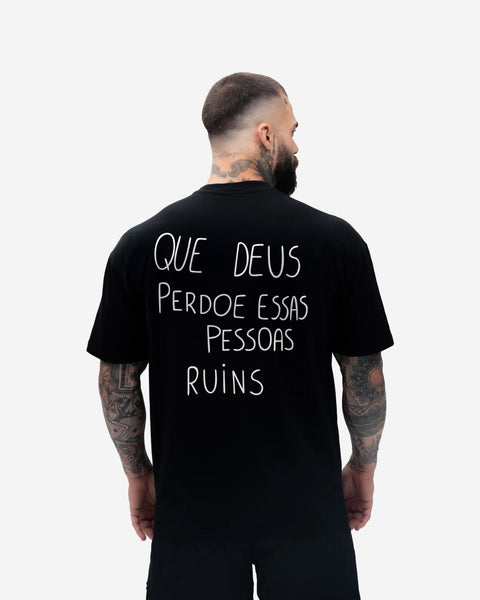 Camiseta Oversized Treino Que Deus Perdoe Preto