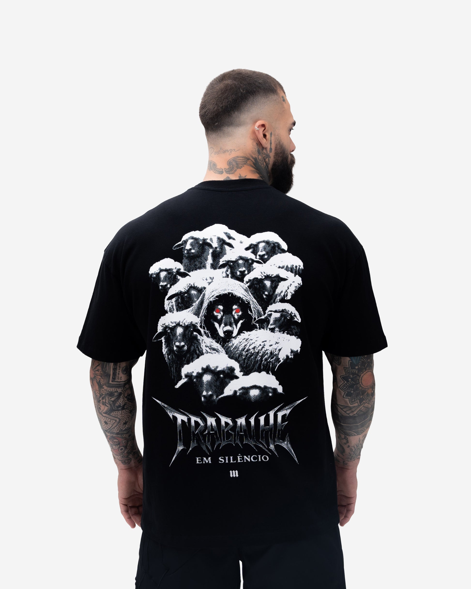 Camiseta Oversized Treino Mith Trabalhe em Silêncio Preto