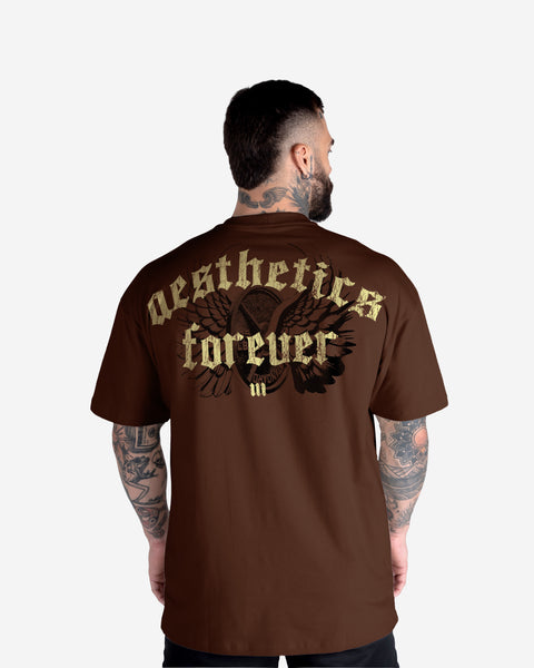 Camiseta Oversized Treino Marrom Mith Nation Aesthetics Forever