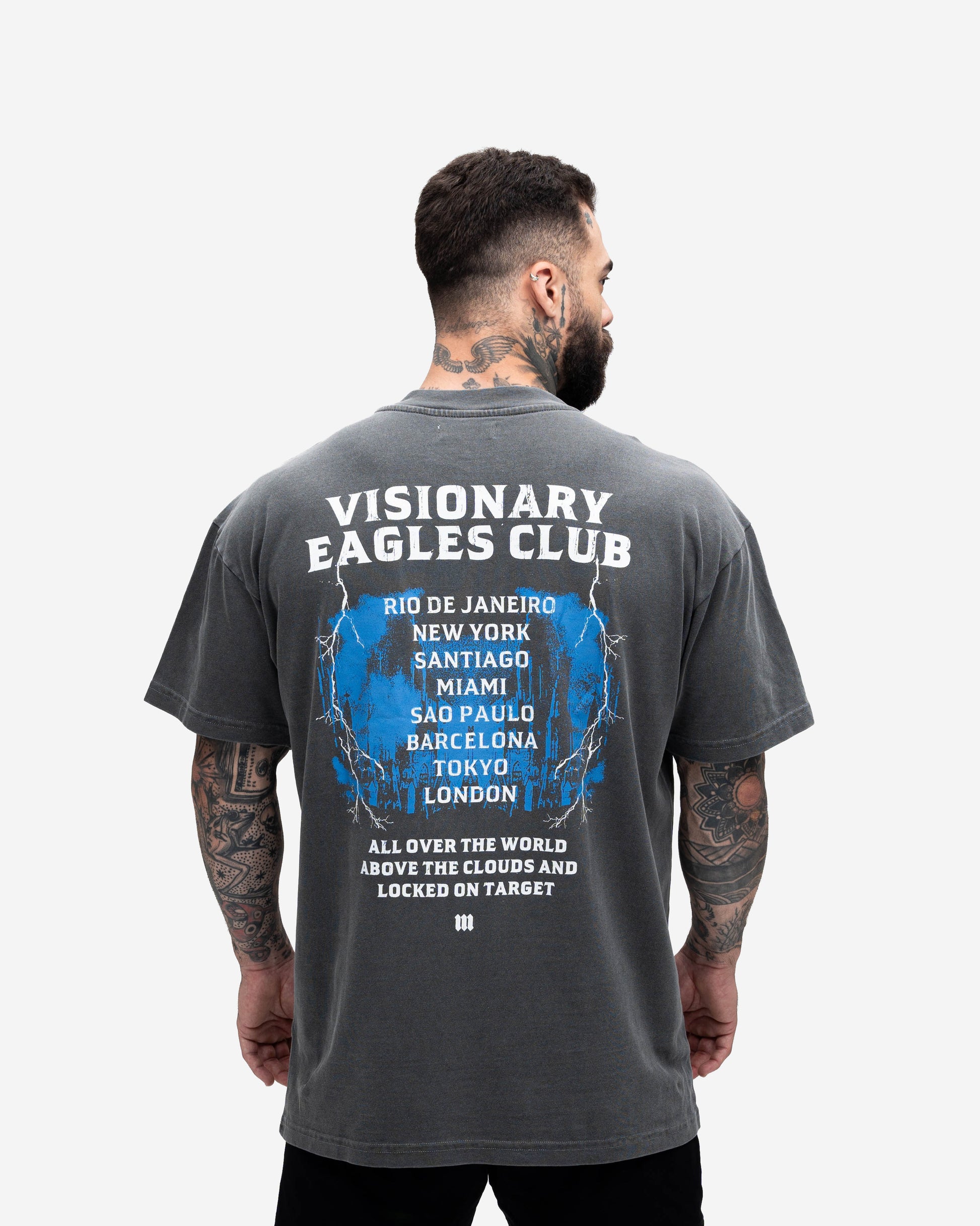 Camiseta Oversized Estonada Mith Visionary Eagle Cinza