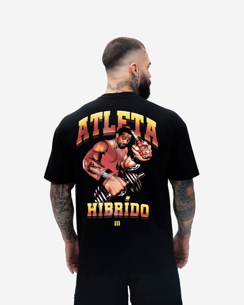 Camiseta Oversized Treino Preta Atleta Hibrido