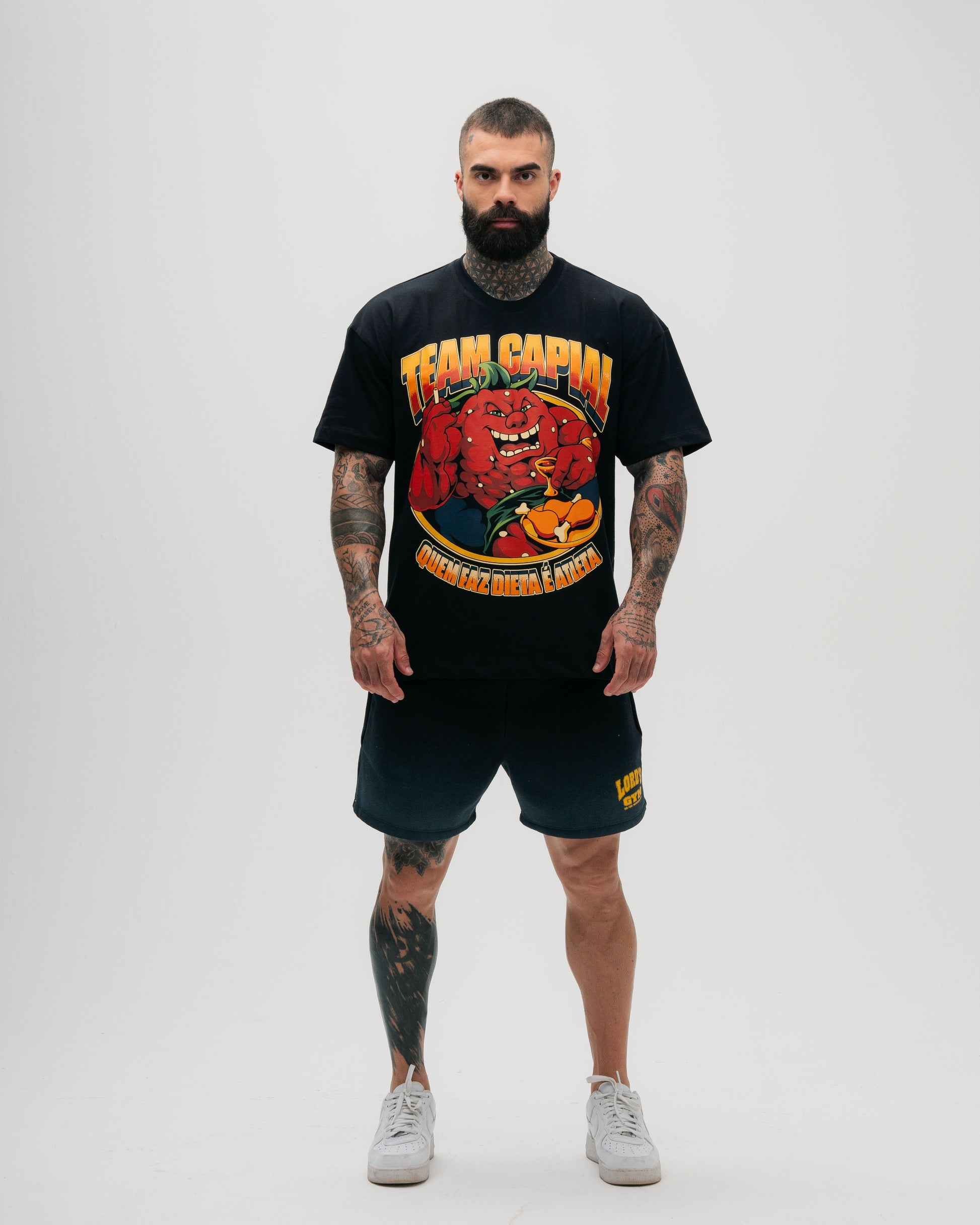 Camiseta Oversized Heavy Preto Quem Faz Dieta é Atleta