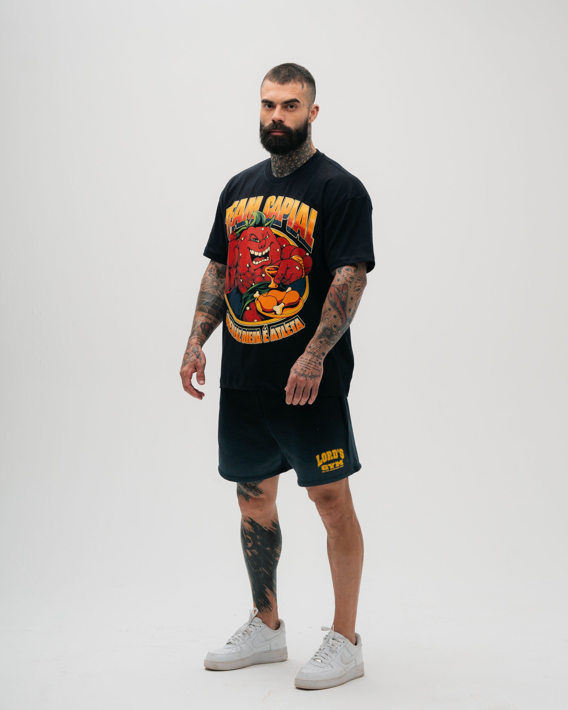 Camiseta Oversized Heavy Preto Quem Faz Dieta é Atleta