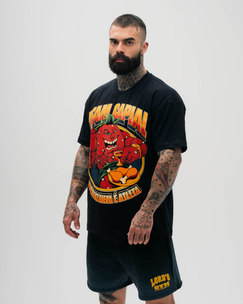 Camiseta Oversized Heavy Preto Quem Faz Dieta é Atleta