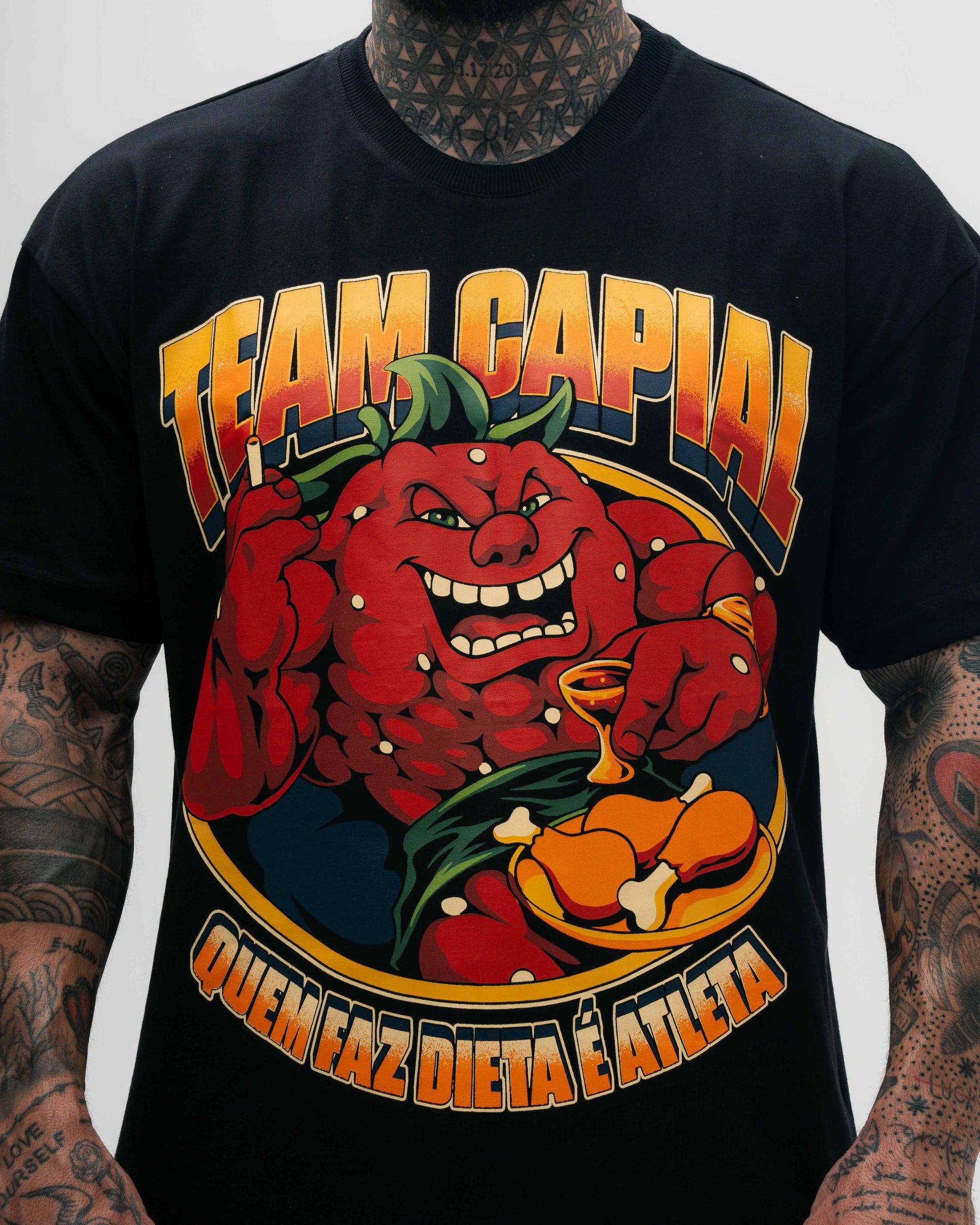 Camiseta Oversized Heavy Preto Quem Faz Dieta é Atleta