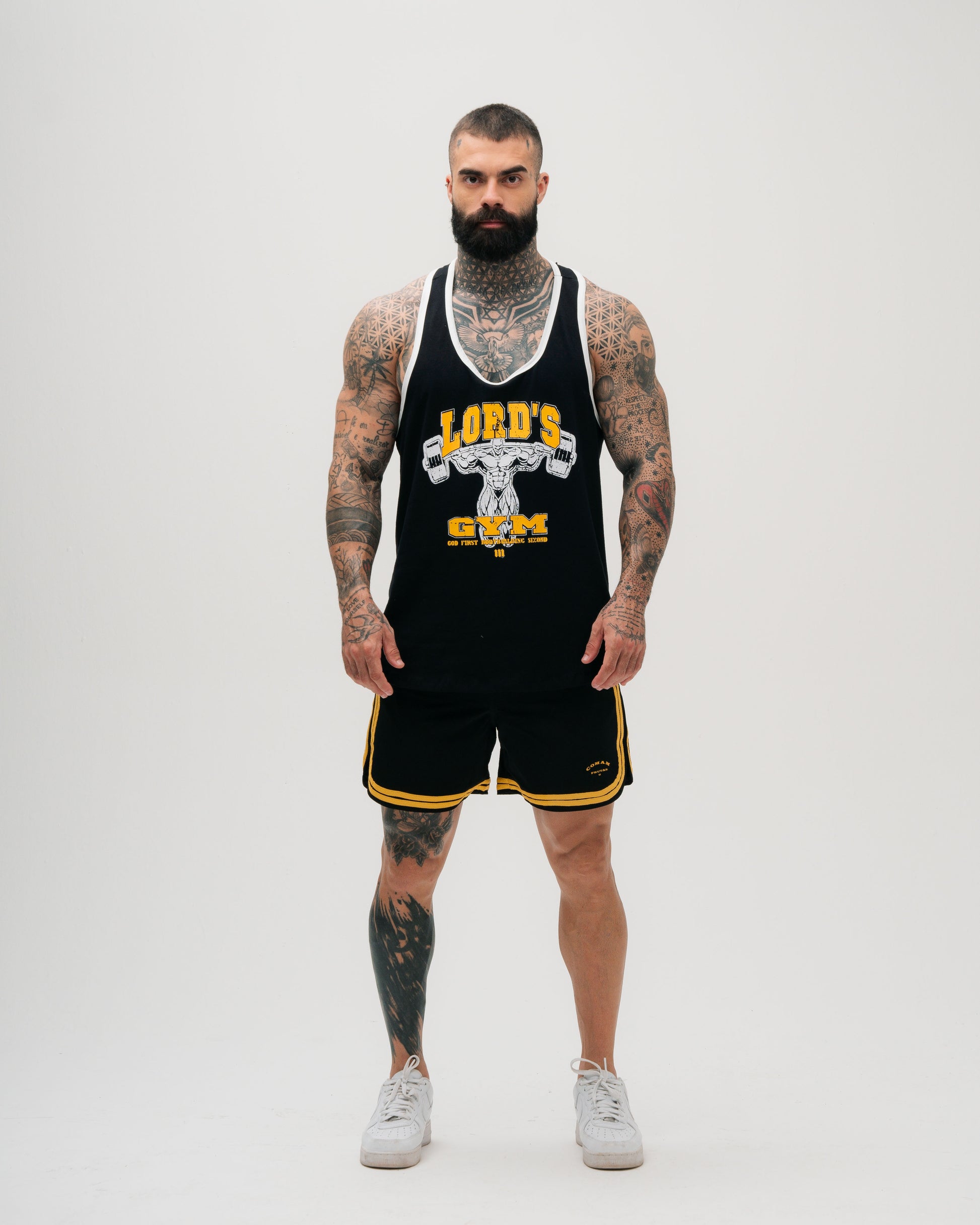 Regata Wide Preto Comam Frutas Lord's Gym