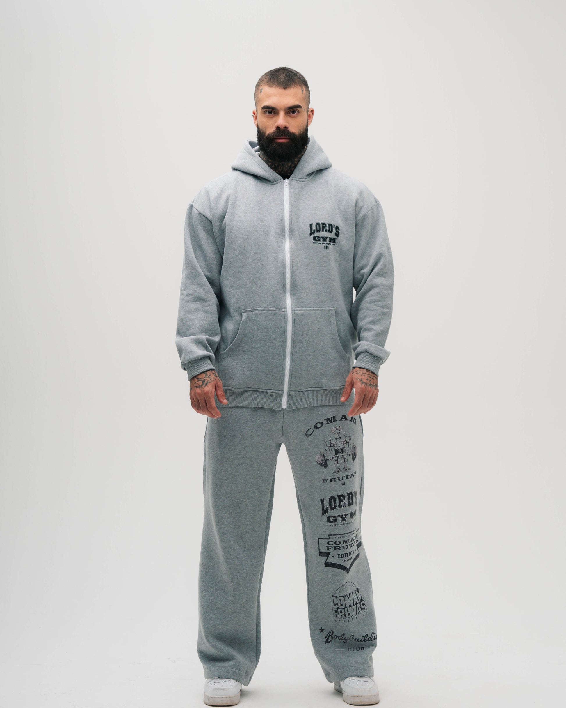 Jaqueta de Moletom Oversized Mescla Cinza Lord's Gym