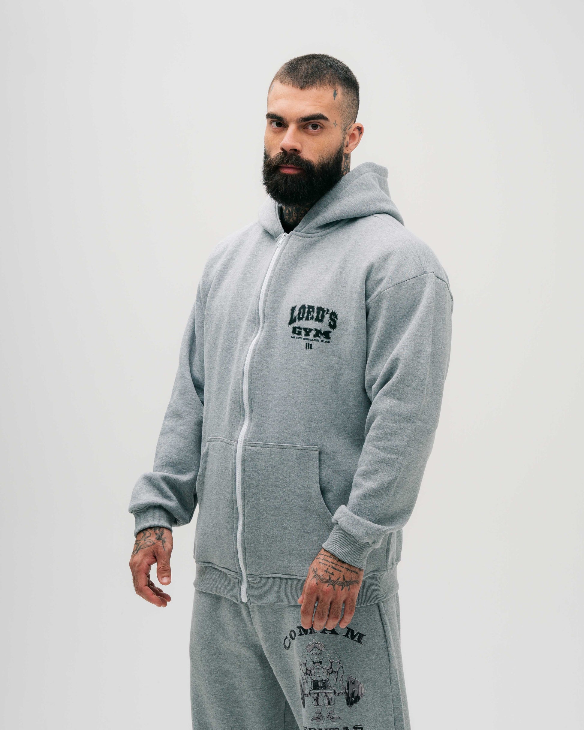 Jaqueta de Moletom Oversized Mescla Cinza Lord's Gym