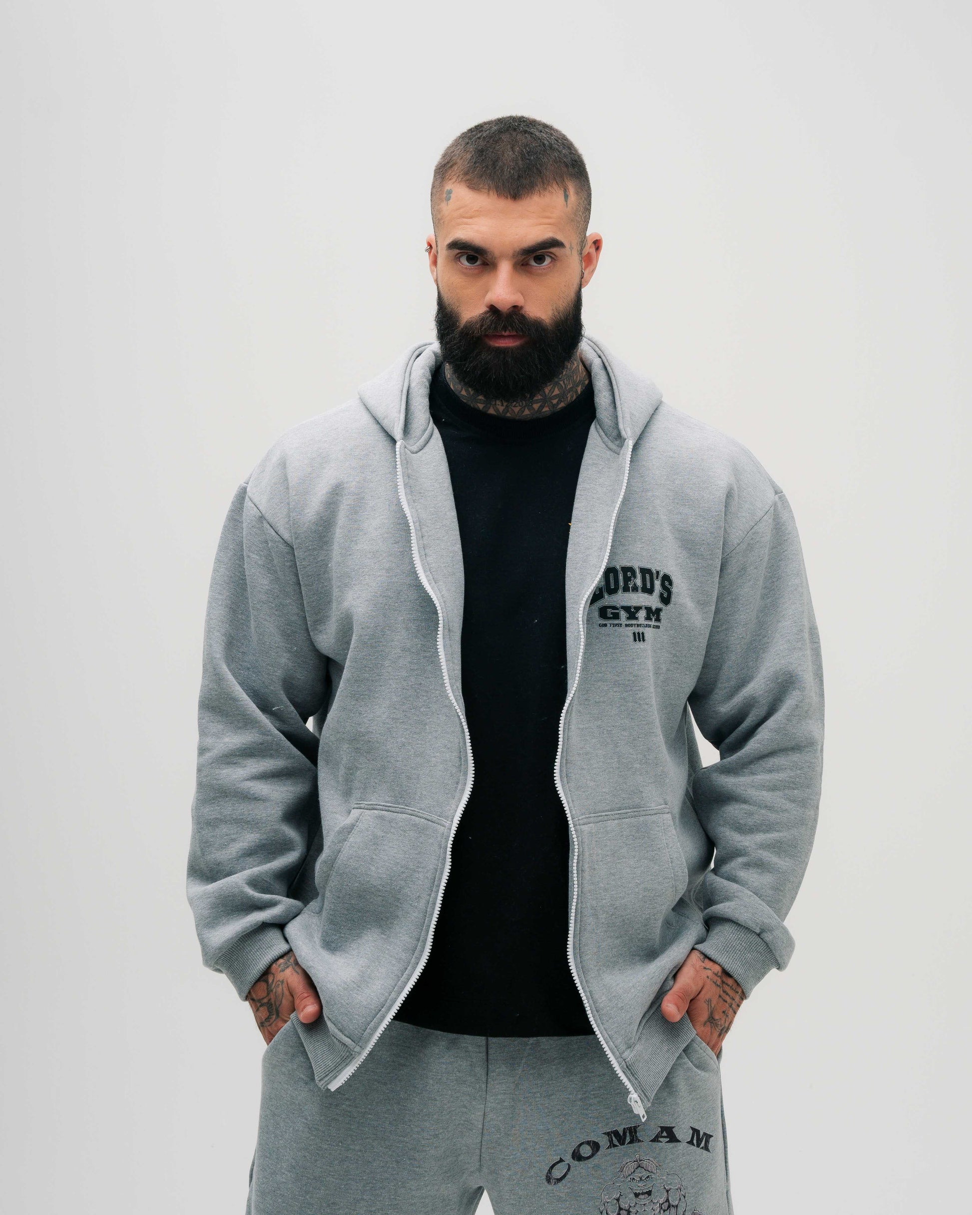 Jaqueta de Moletom Oversized Mescla Cinza Lord's Gym