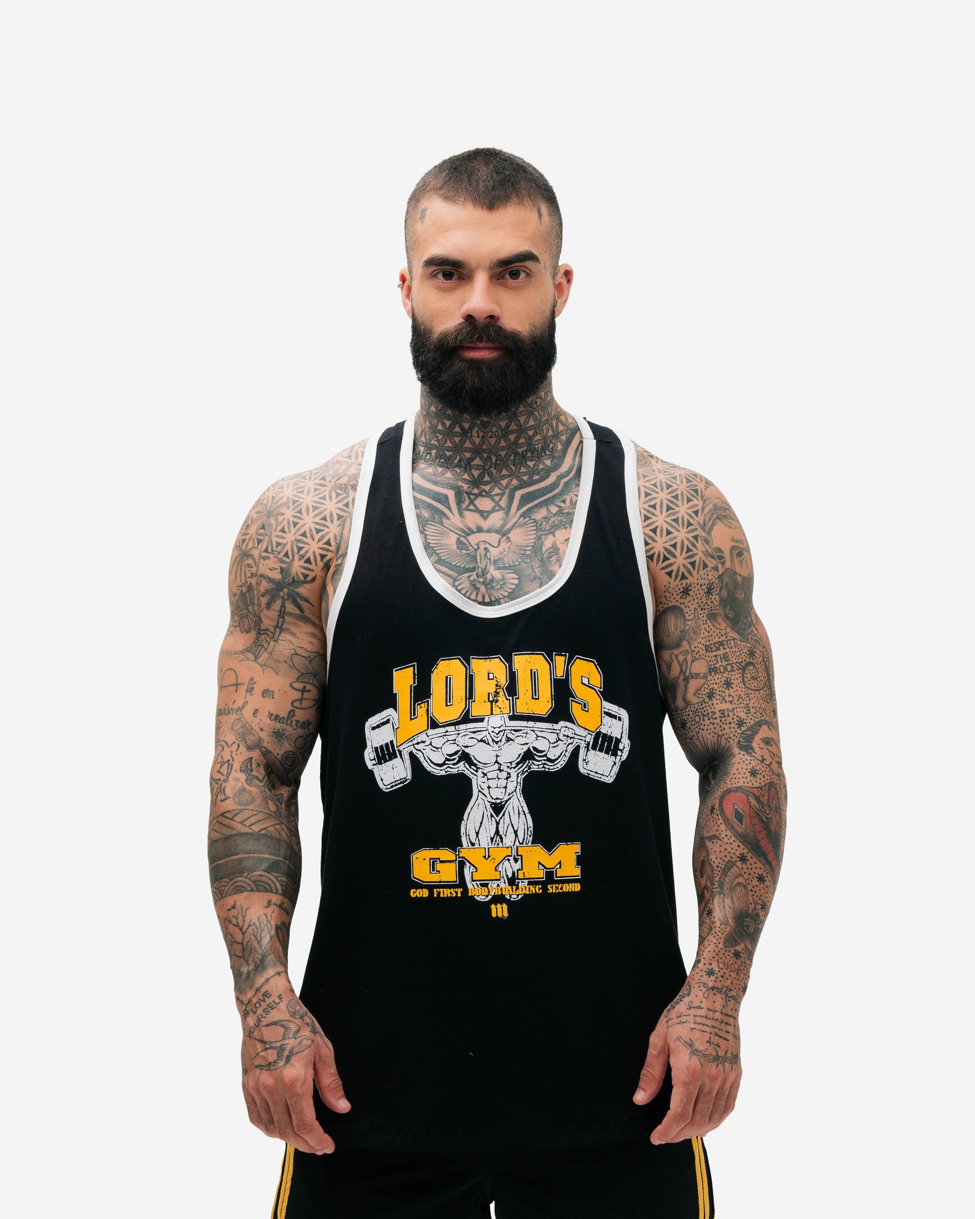 Regata Wide Preto Comam Frutas Lord's Gym