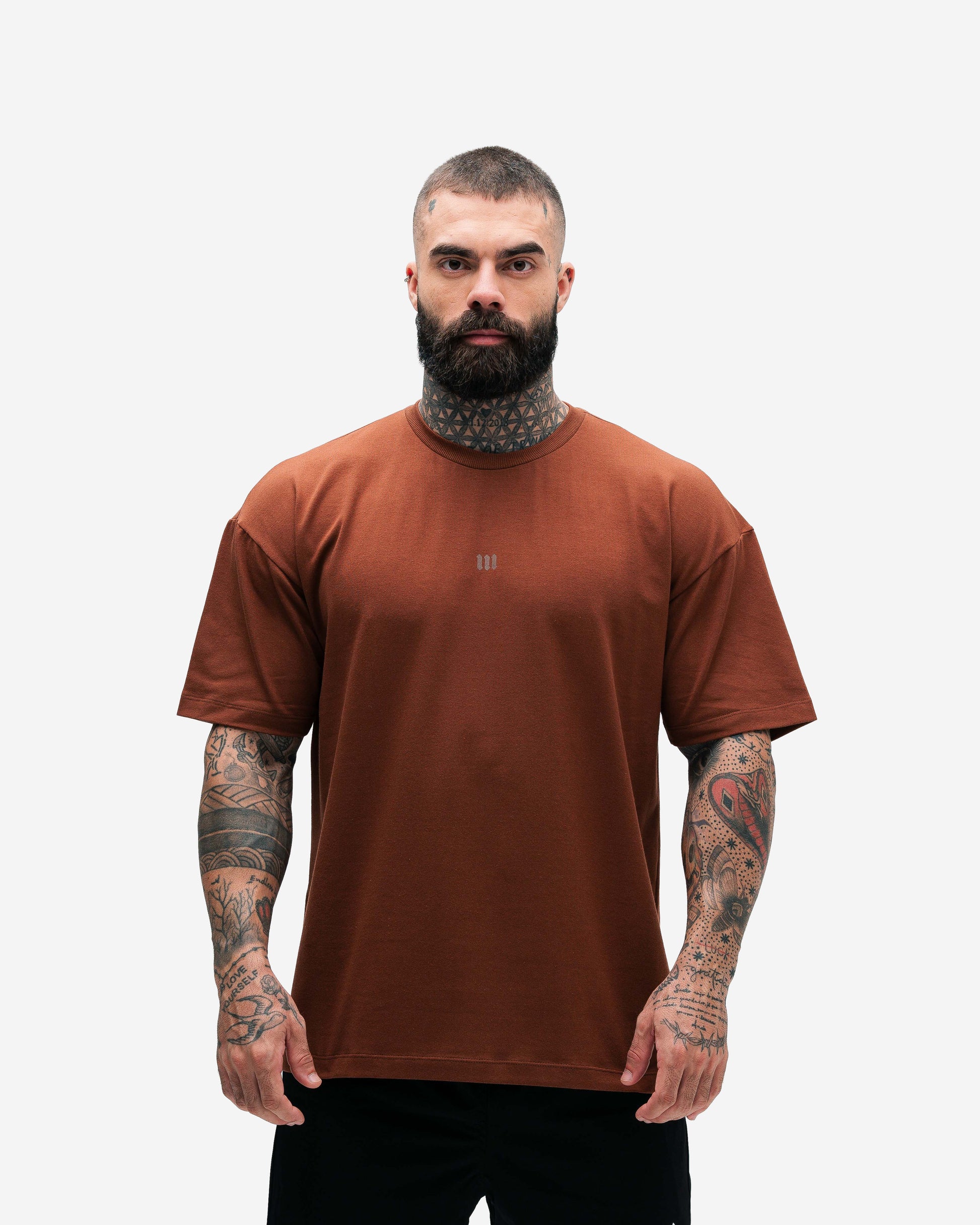 Camiseta Overdized Treino Mith Nation Doodle Marrom