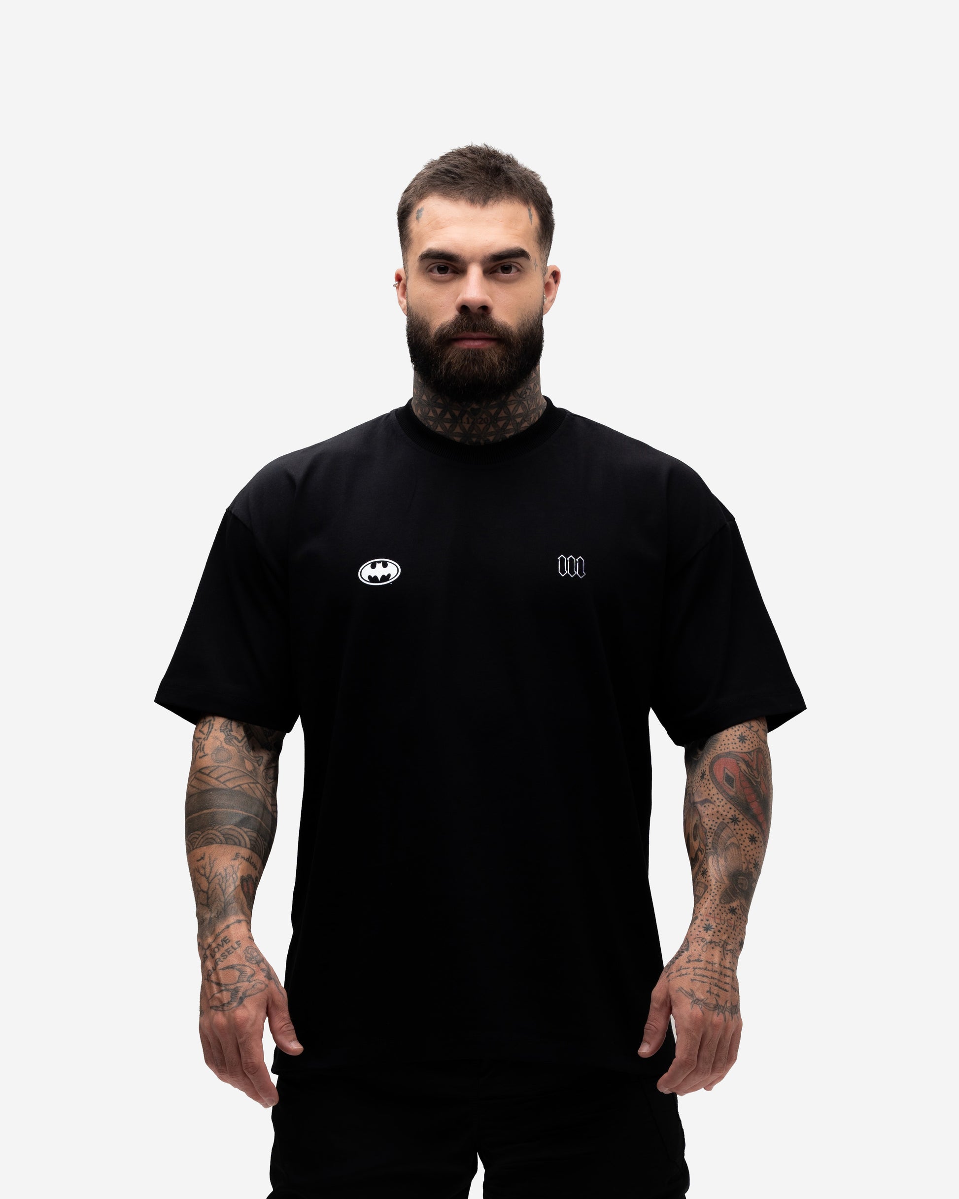 Camiseta Oversized Heavy Mith X Batman I Am The Night Preto