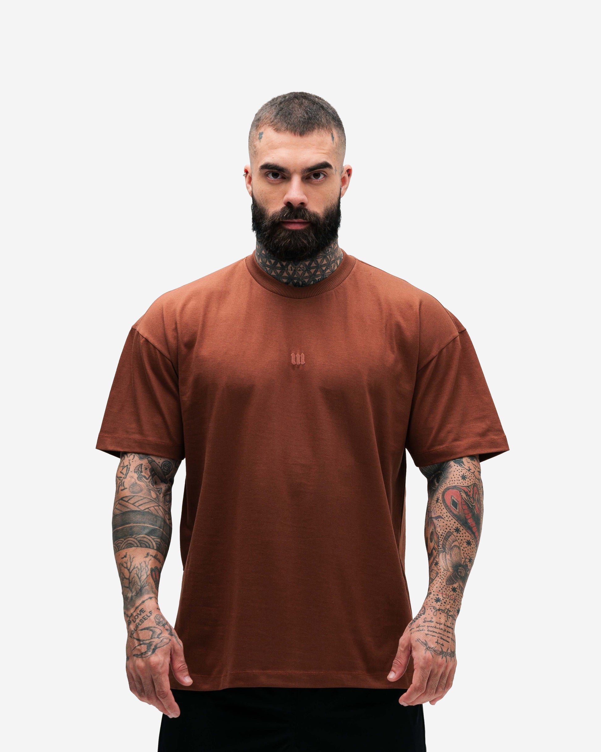 Camiseta Oversized Heavy Marrom Mith Nation Logo