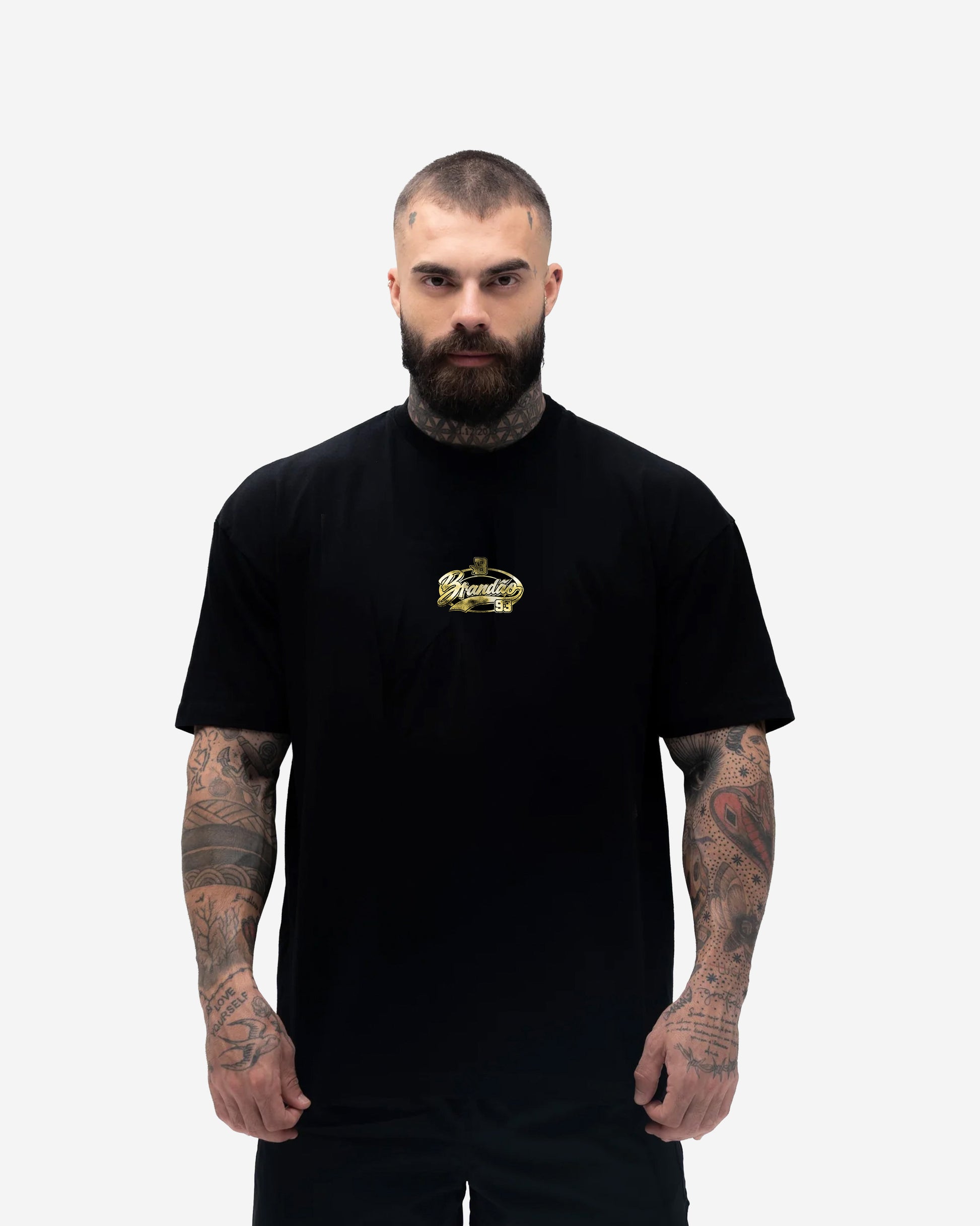 Camiseta Oversized Treino Preta Brandao Champion Trophy