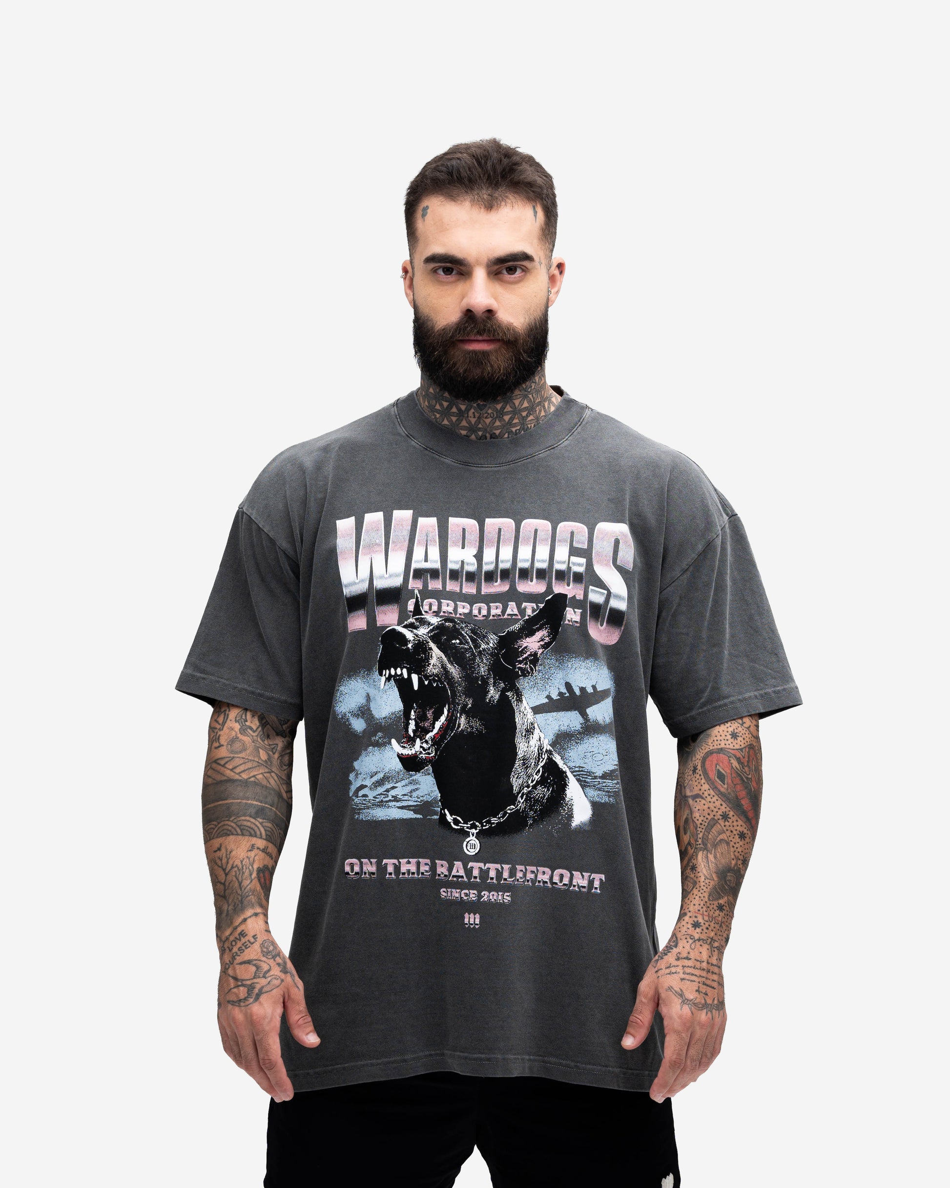Camiseta Oversized Estonada Mith Wardogs Cinza
