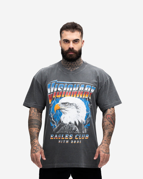 Camiseta Oversized Estonada Mith Visionary Eagle Cinza