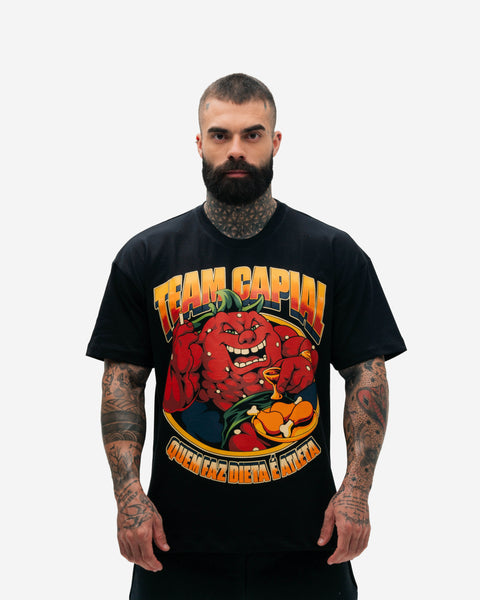 Camiseta Oversized Heavy Preto Quem Faz Dieta é Atleta