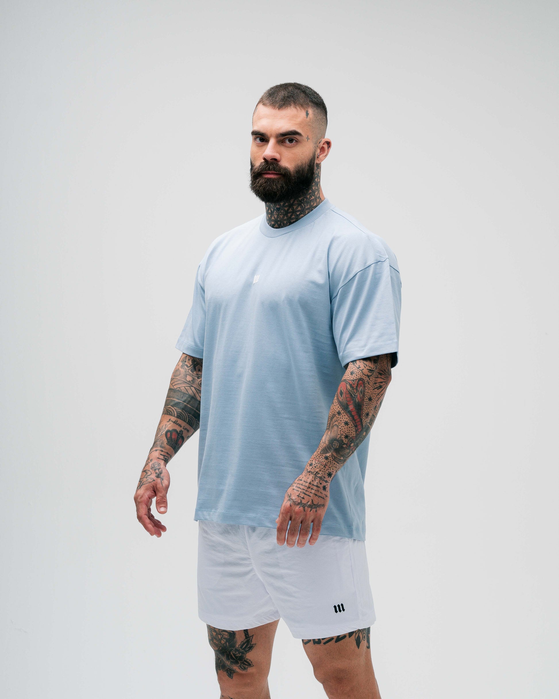 Camiseta Oversized Heavy Mith Nation Logo Azul