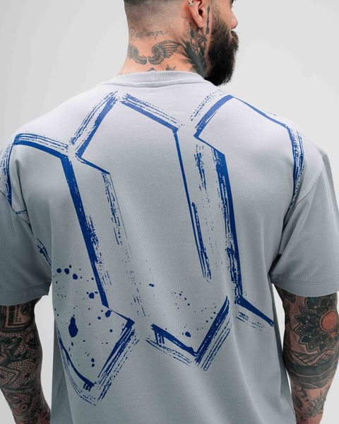 Camiseta Oversized Treino Cinza Mith Nation Doodle Grid