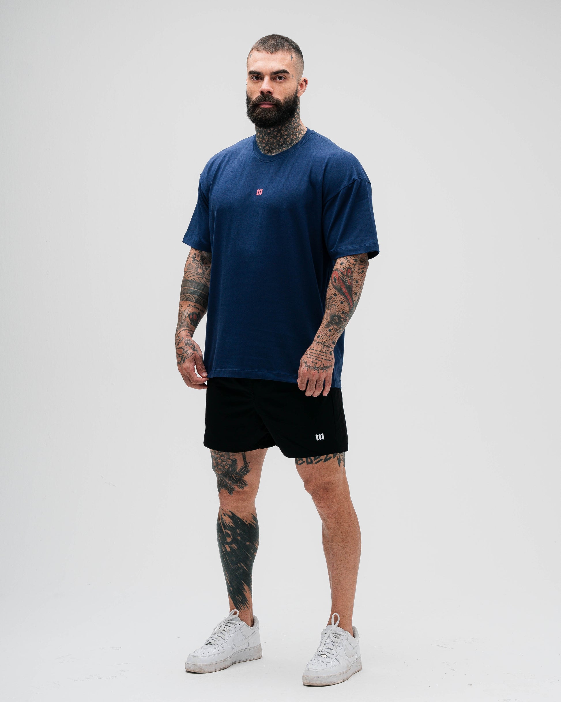 Camiseta Oversized Treino Marinho Mith Nation Doodle Grid