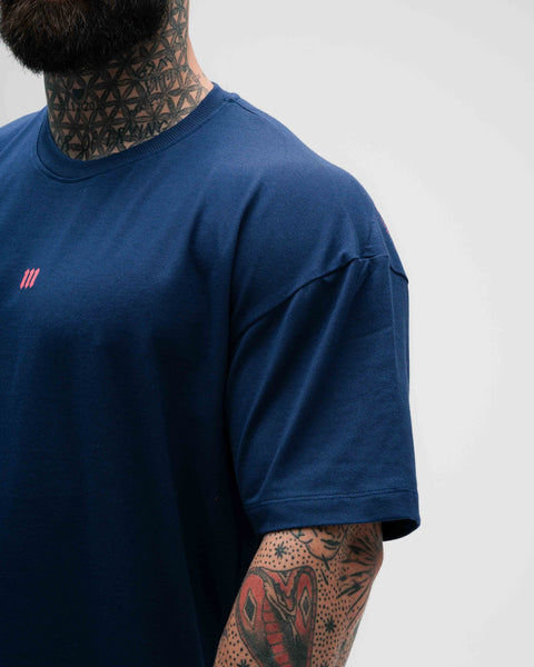 Camiseta Oversized Treino Marinho Mith Nation Doodle Grid