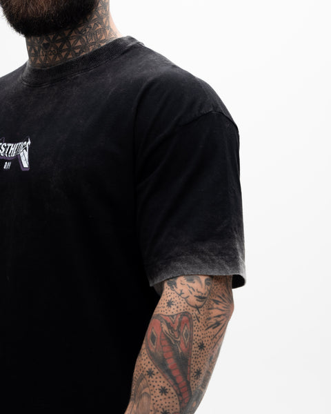 Camiseta Oversized Estonada Premium Mith X Superman Metalica Preto