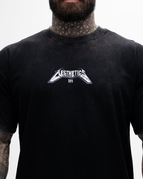 Camiseta Oversized Estonada Premium Mith X Superman Metalica Preto