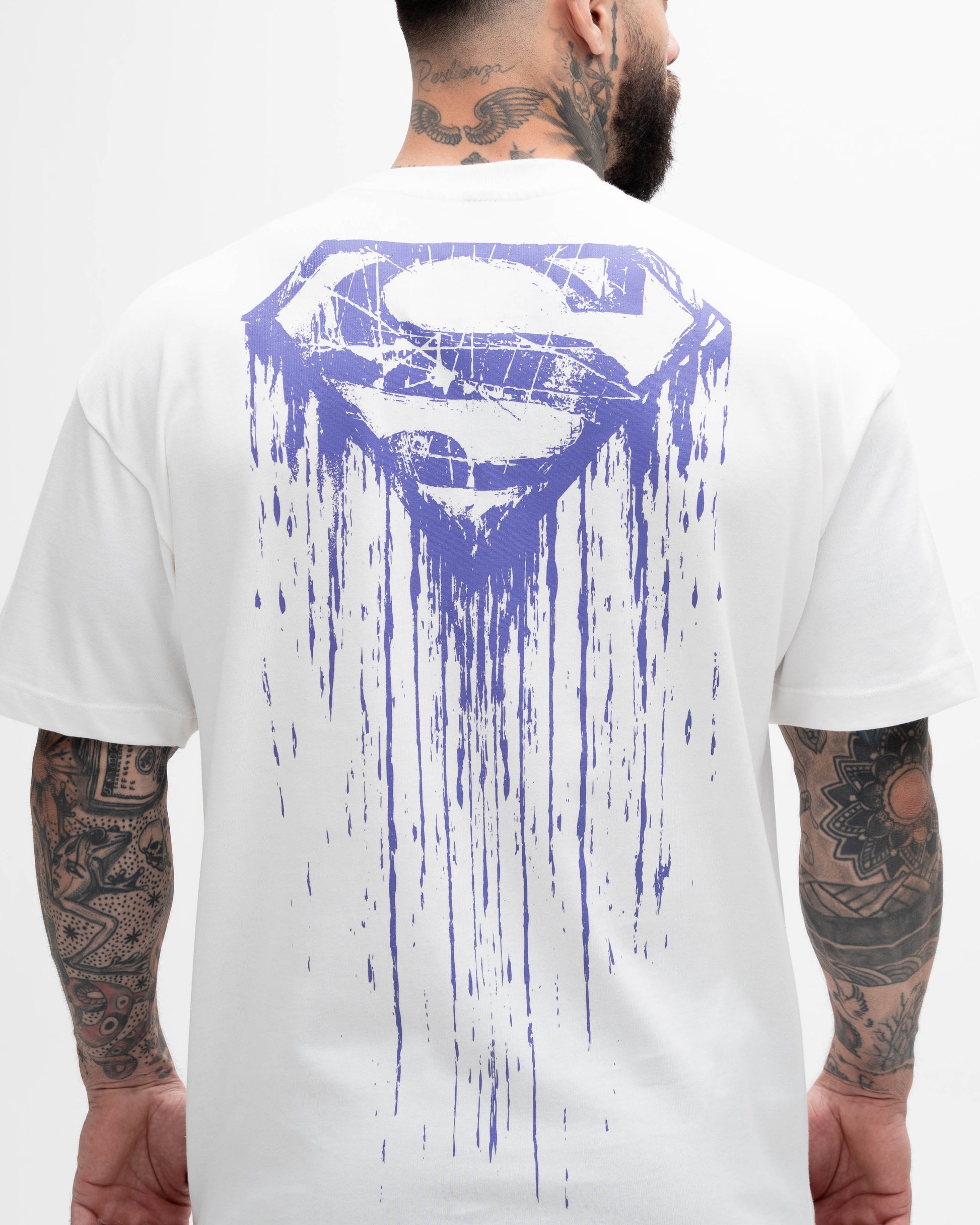 Camiseta Oversized Heavy Mith X Superman Paint Logo Off White