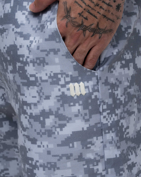 Calça Cargo Sublimado Camo Logo Cinza