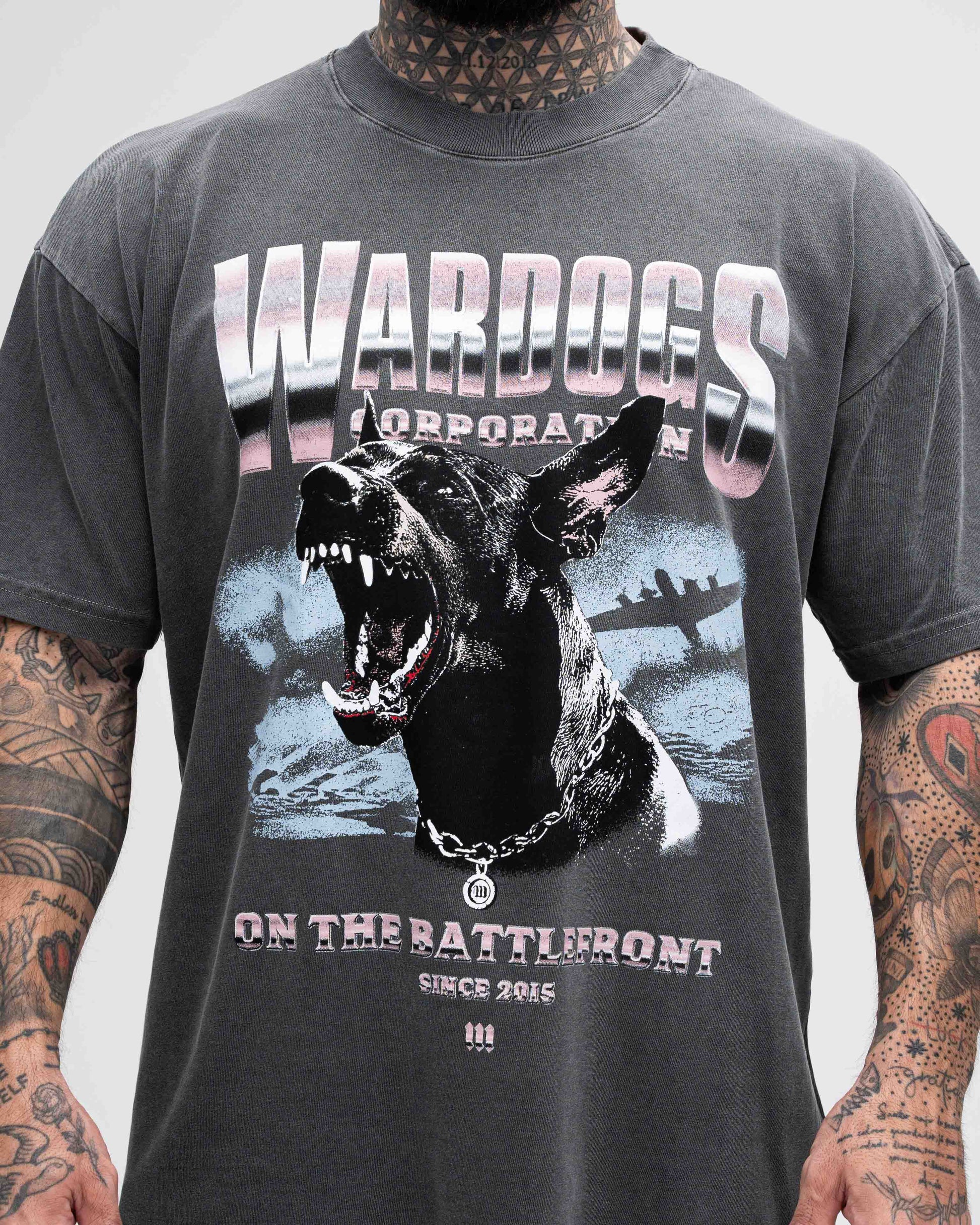 Camiseta Oversized Estonada Mith Wardogs Cinza