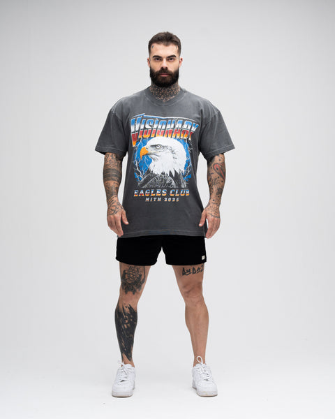 Camiseta Oversized Estonada Mith Visionary Eagle Cinza