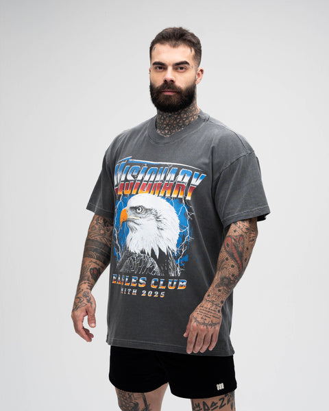 Camiseta Oversized Estonada Mith Visionary Eagle Cinza
