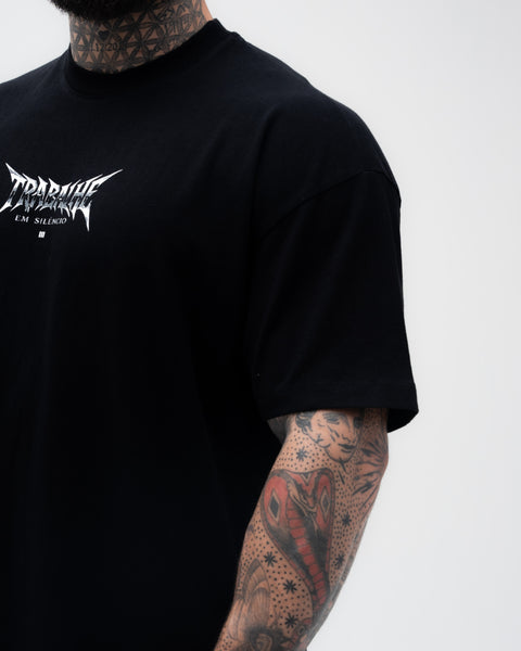Camiseta Oversized Treino Mith Trabalhe em Silêncio Preto