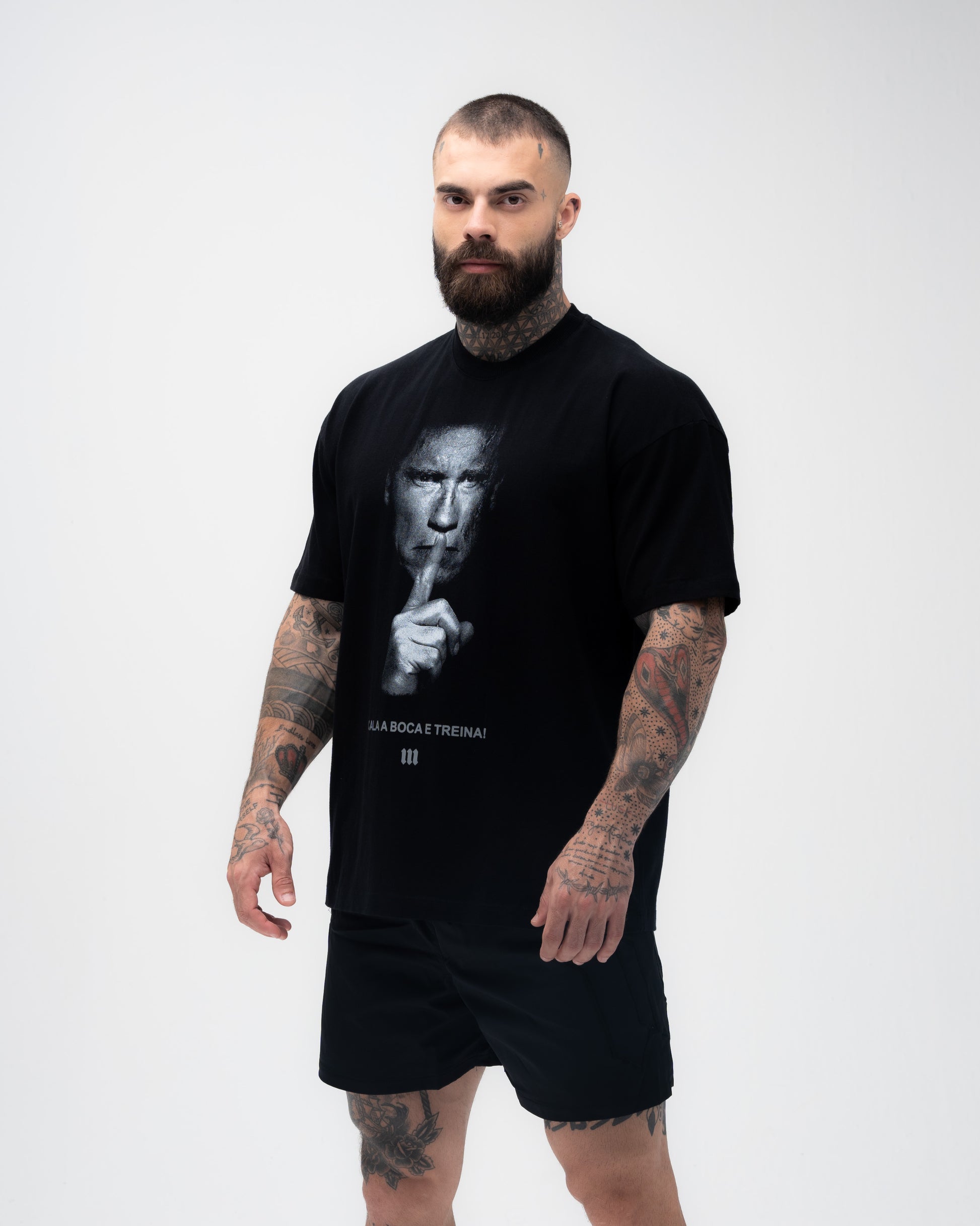 Camiseta Oversized Treino Mith Cala a Boca e Treina Preto