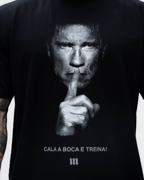 Camiseta Oversized Treino Mith Cala a Boca e Treina Preto